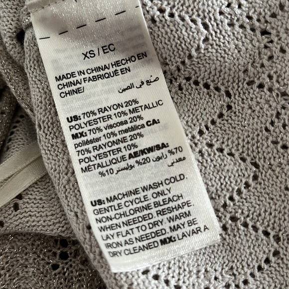 WHBM•metallic open front midi cardigan XS EUC - Picture 6 of 6